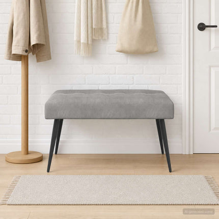 Bänk med knappar Ljusgrå 80 x 40 x 46 cm Sammet