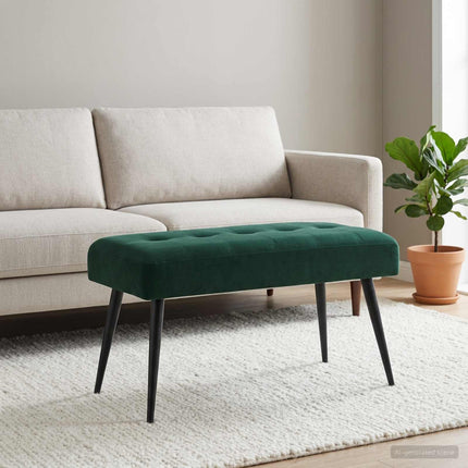 Bänk med knappar Mörkgrön 80 x 40 x 46 cm Sammet