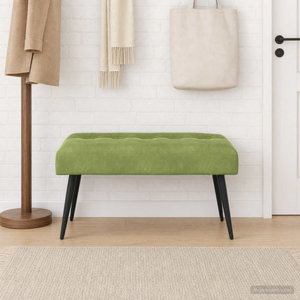 Bänk med knappar Ljusgrön 80 x 40 x 46 cm Sammet