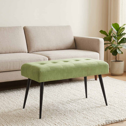 Bänk med knappar Ljusgrön 80 x 40 x 46 cm Sammet