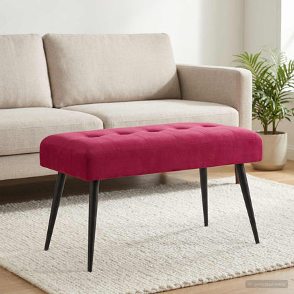 Bänk med knappar Vinröd 80 x 40 x 46 cm Sammet