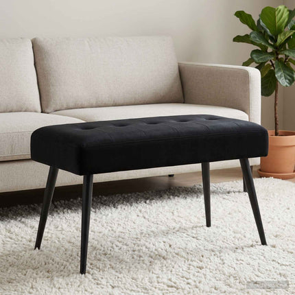 Bänk med knappar Svart 80 x 40 x 46 cm Sammet