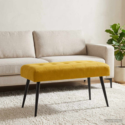 Bänk med knappar Gul 80 x 40 x 46 cm Sammet