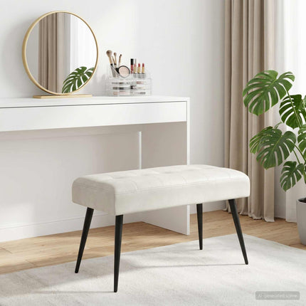Bänk med knappar Gräddvit 80 x 40 x 46 cm Sammet