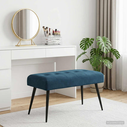 Bänk med knappar Blå 80 x 40 x 46 cm Sammet