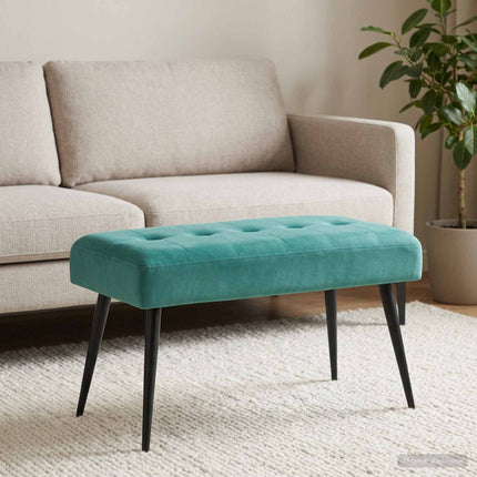Bänk med knappar Turkos 80 x 40 x 46 cm Sammet