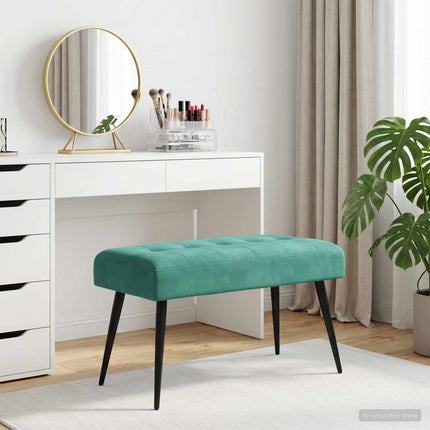 Bänk med knappar Turkos 80 x 40 x 46 cm Sammet