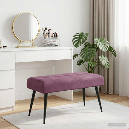 Bänk med knappar Lila 80 x 40 x 46 cm Sammet