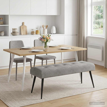 Bänk med knappar Ljusgrå 110 x 40 x 46 cm Sammet