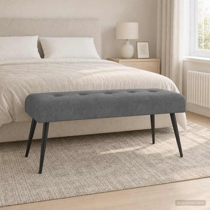 Bänk med knappar Mörkgrå 110 x 40 x 46 cm Sammet
