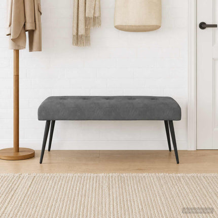 Bänk med knappar Mörkgrå 110 x 40 x 46 cm Sammet