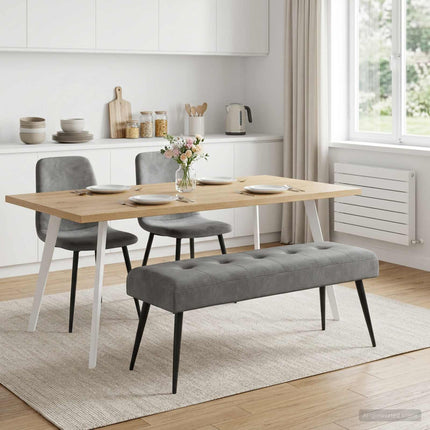 Bänk med knappar Mörkgrå 110 x 40 x 46 cm Sammet