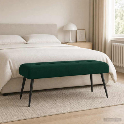 Bänk med knappar Mörkgrön 110 x 40 x 46 cm Sammet