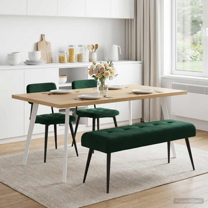 Bänk med knappar Mörkgrön 110 x 40 x 46 cm Sammet