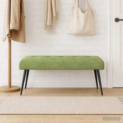 Bänk med knappar Ljusgrön 110 x 40 x 46 cm Sammet