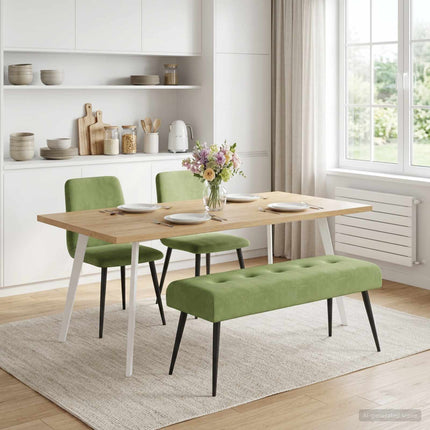 Bänk med knappar Ljusgrön 110 x 40 x 46 cm Sammet