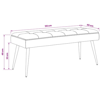 Bänk med knappar Ljusgrön 110 x 40 x 46 cm Sammet