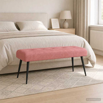 Bänk med knappar Rosa 110 x 40 x 46 cm Sammet