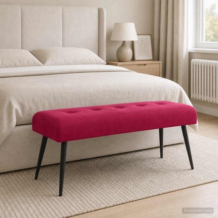 Bänk med knappar Vinröd 110 x 40 x 46 cm Sammet