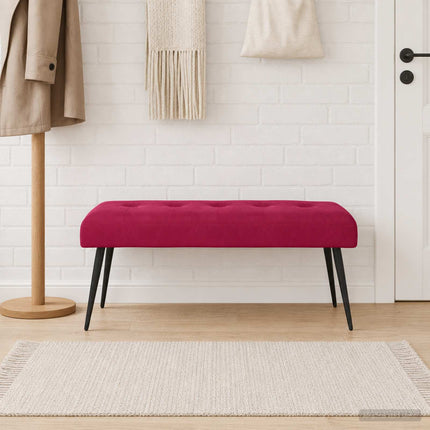Bänk med knappar Vinröd 110 x 40 x 46 cm Sammet