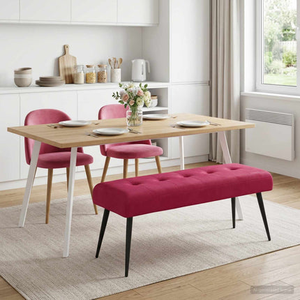 Bänk med knappar Vinröd 110 x 40 x 46 cm Sammet