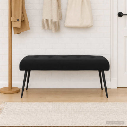 Bänk med knappar Svart 110 x 40 x 46 cm Sammet
