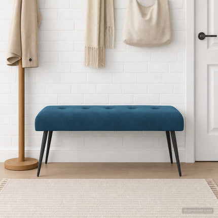 Bänk med knappar Blå 110 x 40 x 46 cm Sammet