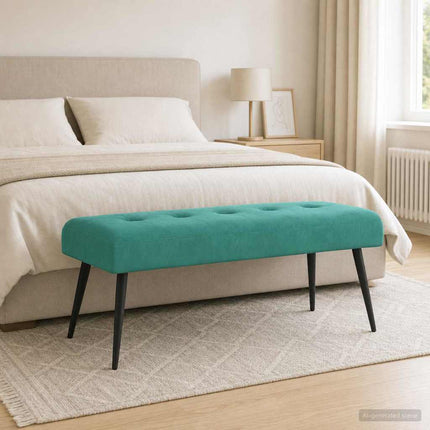 Bänk med knappar Turkos 110 x 40 x 46 cm Sammet
