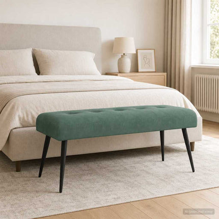 Bänk med knappar Havgrön 110 x 40 x 46 cm Sammet