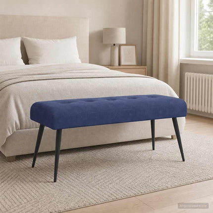 Bänk med knappar Polisblå 110 x 40 x 46 cm Sammet