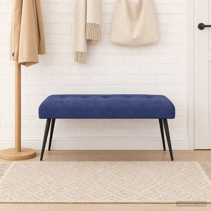 Bänk med knappar Polisblå 110 x 40 x 46 cm Sammet