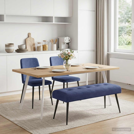 Bänk med knappar Polisblå 110 x 40 x 46 cm Sammet