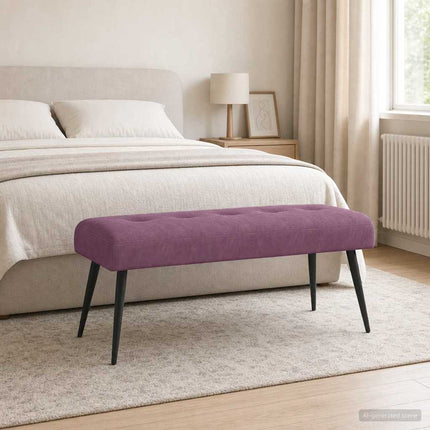 Bänk med knappar Lila 110 x 40 x 46 cm Sammet