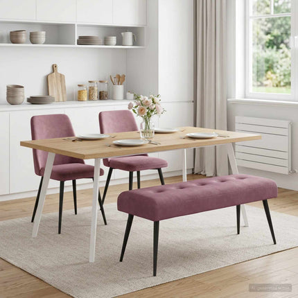 Bänk med knappar Lila 110 x 40 x 46 cm Sammet