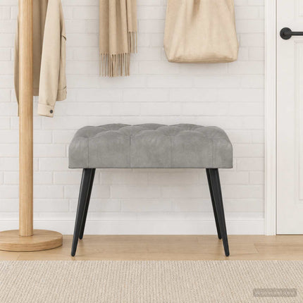 Bänk med knappar Ljusgrå 60 x 40 x 45 cm Sammet