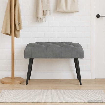 Bänk med knappar Mörkgrå 60 x 40 x 45 cm Sammet