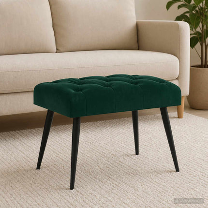 Bänk med knappar Mörkgrön 60 x 40 x 45 cm Sammet