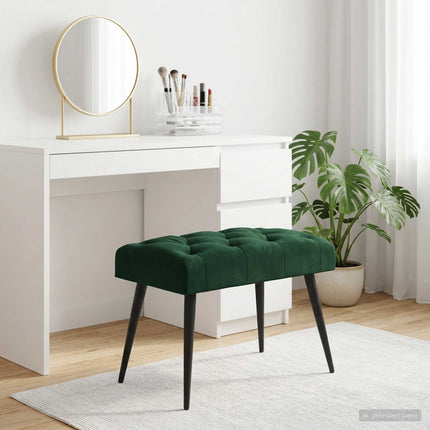 Bänk med knappar Mörkgrön 60 x 40 x 45 cm Sammet