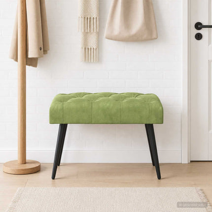 Bänk med knappar Ljusgrön 60 x 40 x 45 cm Sammet