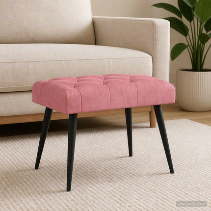 Bänk med knappar Rosa 60 x 40 x 45 cm Sammet
