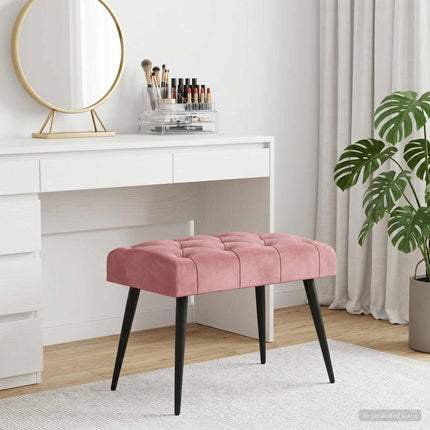 Bänk med knappar Rosa 60 x 40 x 45 cm Sammet