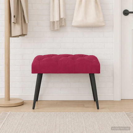 Bänk med knappar Vinröd 60 x 40 x 45 cm Sammet