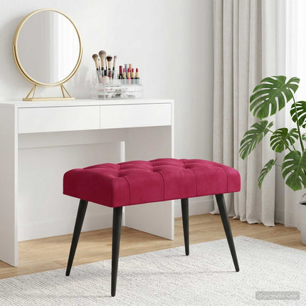 Bänk med knappar Vinröd 60 x 40 x 45 cm Sammet