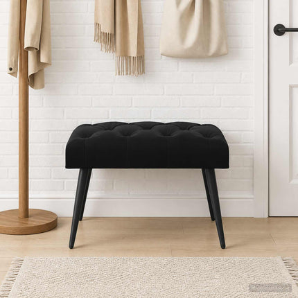 Bänk med knappar Svart 60 x 40 x 45 cm Sammet