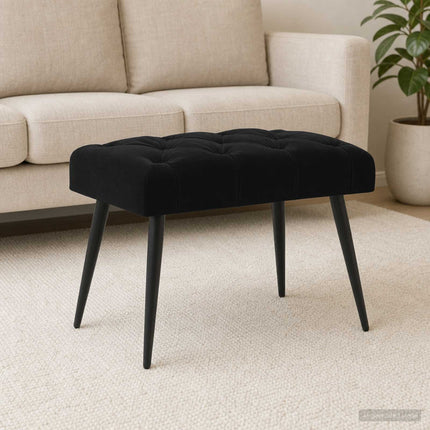 Bänk med knappar Svart 60 x 40 x 45 cm Sammet