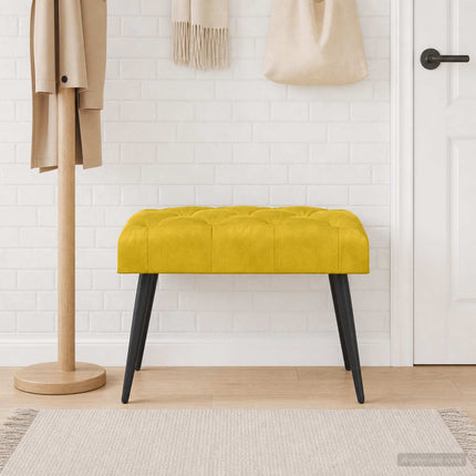 Bänk med knappar Gul 60 x 40 x 45 cm Sammet