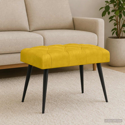 Bänk med knappar Gul 60 x 40 x 45 cm Sammet