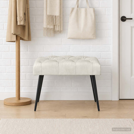 Bänk med knappar Gräddvit 60 x 40 x 45 cm Sammet