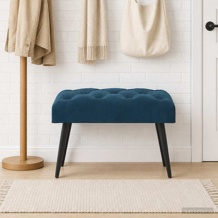 Bänk med knappar Blå 60 x 40 x 45 cm Sammet