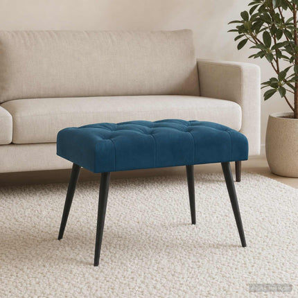 Bänk med knappar Blå 60 x 40 x 45 cm Sammet